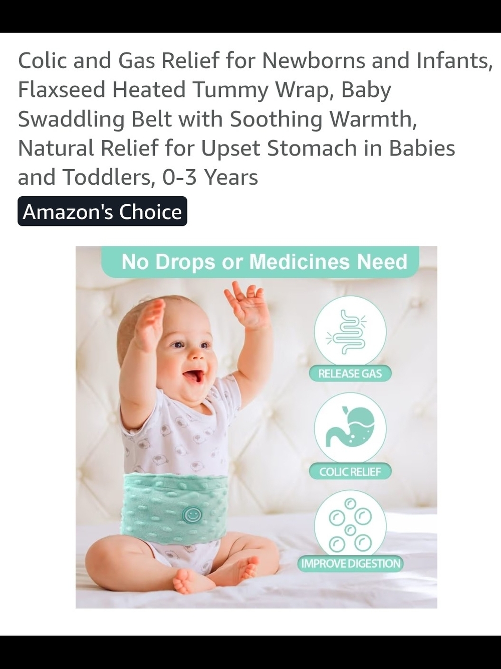 Flaxseed Heated Tummy Wrap for Babies - Mint Green, Kids Accessories